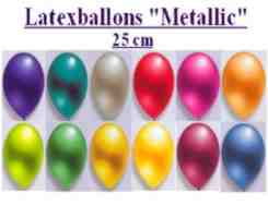 Latexballons in Metallicfarben, 25 cm